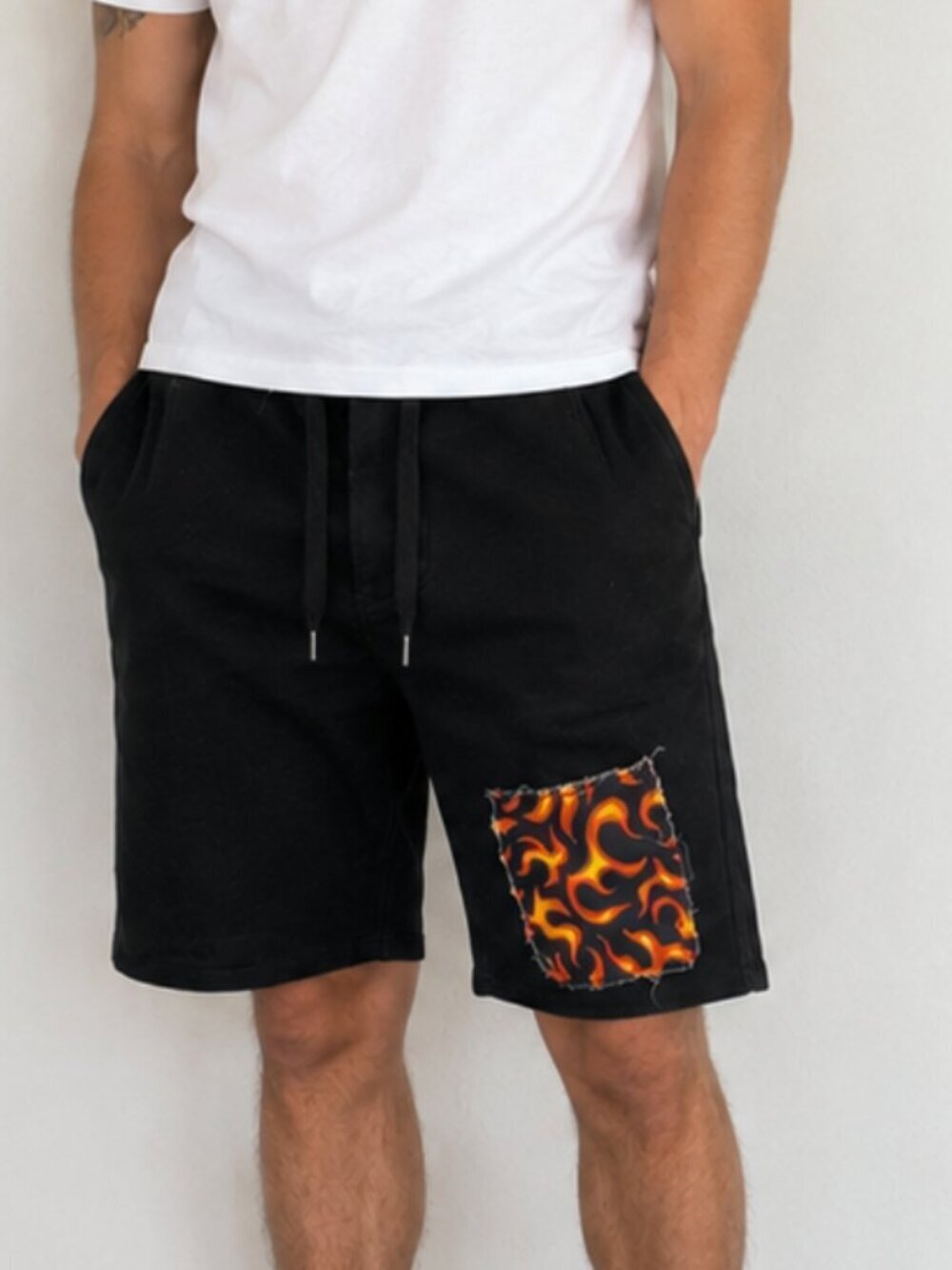 Soulstar Shorts Size Medium Flames Biker Skateboard UK EUC Patchwork